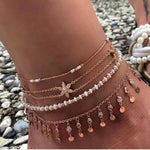 Bohemian Shell Anklet Bracelets Set Pearl Charms Anklet Foot Chain-Anklets-Arimonz-Style D-Arimonz