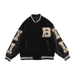 Bomber Jackets Women Baseball Jacket Boyfriend Style Varsity Jacket-Bomber Coats-Arimonz-Black-M-Arimonz