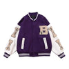 Bomber Jackets Women Baseball Jacket Boyfriend Style Varsity Jacket-Bomber Coats-Arimonz-Purple-M-Arimonz