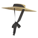Bow Flat Top Straw Hat-Hats-Arimonz-12cm/4.72inch brim-Dot-Arimonz