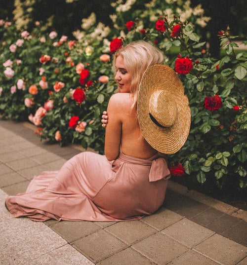 Bow Flat Top Straw Hat-Hats-Arimonz-Arimonz