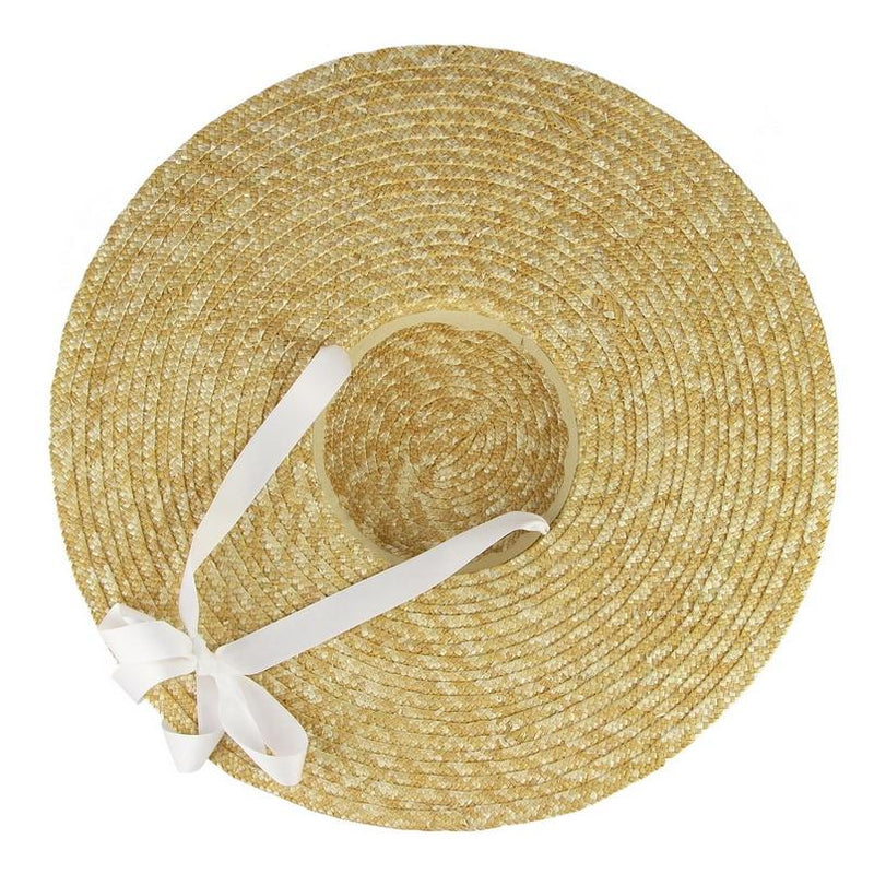 Bow Flat Top Straw Hat-Hats-Arimonz-Arimonz