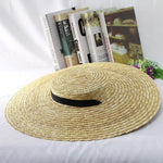 Bow Flat Top Straw Hat-Hats-Arimonz-Arimonz
