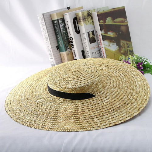 Bow Flat Top Straw Hat-Hats-Arimonz-Arimonz