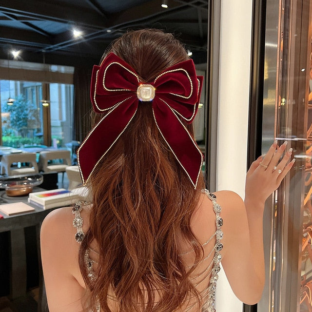 Bow Hairpin Crystal Fringe Tassel Hair Clip Rhinestone Hair Accessory-Hair Accessories-Arimonz-03-Arimonz