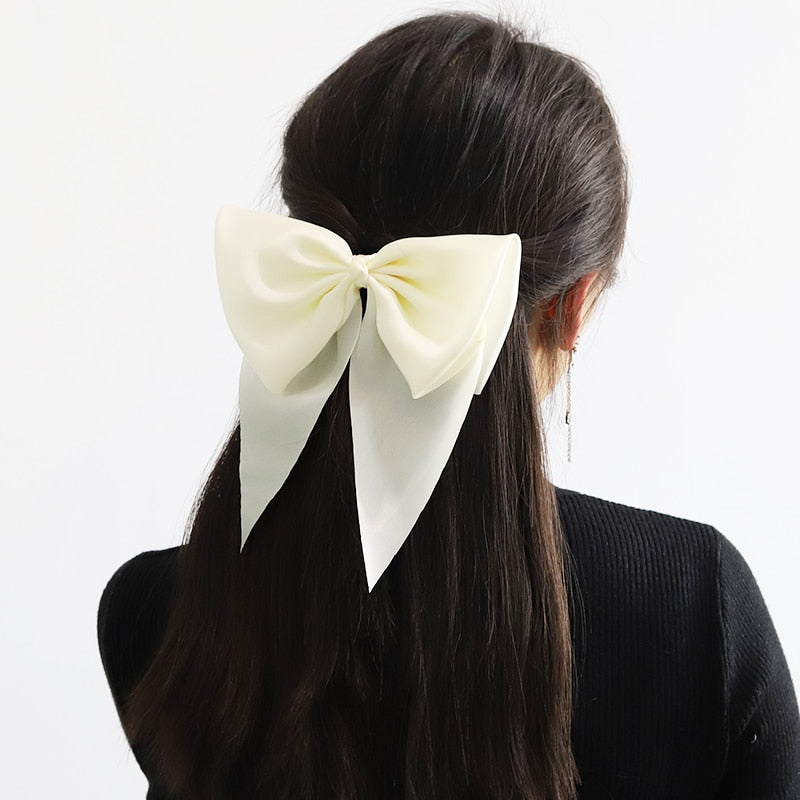 Bowknot Pearl Barrettes Clips Women Ribbon Hair Accessories-Hair Accessories-Arimonz-Arimonz