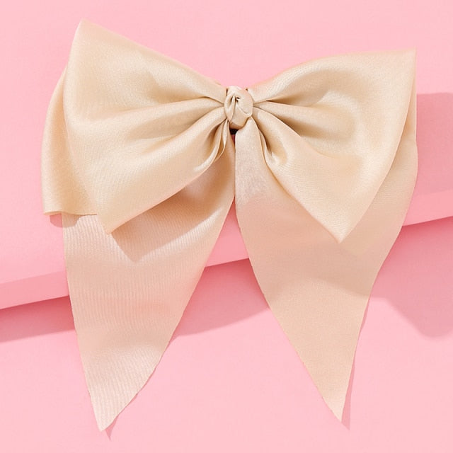 Bowknot Pearl Barrettes Clips Women Ribbon Hair Accessories-Hair Accessories-Arimonz-Beige-Arimonz