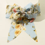 Bowknot Pearl Barrettes Clips Women Ribbon Hair Accessories-Hair Accessories-Arimonz-Floral Blue-Arimonz
