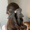 Bowknot Pearl Barrettes Clips Women Ribbon Hair Accessories-Hair Accessories-Arimonz-Gingham-Arimonz