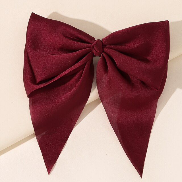 Bowknot Pearl Barrettes Clips Women Ribbon Hair Accessories-Hair Accessories-Arimonz-Maroon-Arimonz