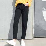 Boyfriend Casual Denim Jeans, Harem High Waist Straight Jeans-Straight Jeans-Arimonz-Arimonz