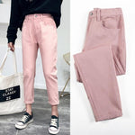 Boyfriend Casual Denim Jeans, Harem High Waist Straight Jeans-Straight Jeans-Arimonz-Arimonz