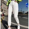 Boyfriend Casual Denim Jeans, Harem High Waist Straight Jeans-Straight Jeans-Arimonz-Beige-25-Arimonz