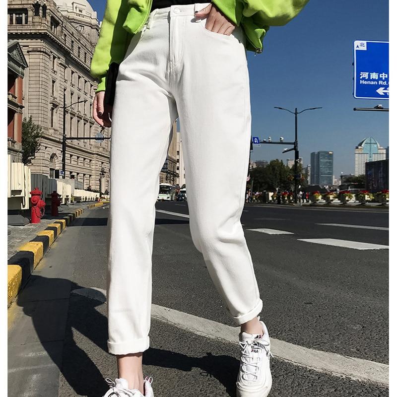Boyfriend Casual Denim Jeans, Harem High Waist Straight Jeans-Straight Jeans-Arimonz-Arimonz