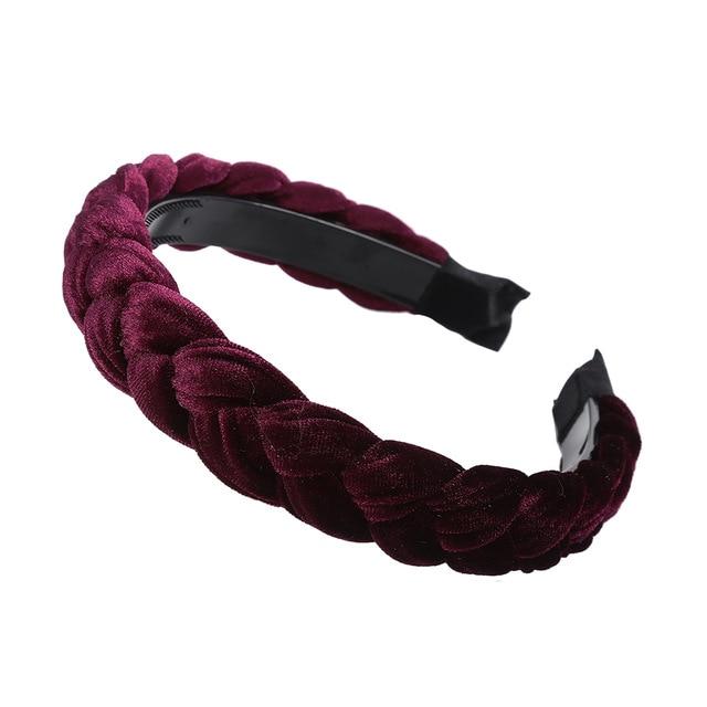 Braided Headband-Hair Accessories-Arimonz-Wine Velvet-Arimonz