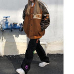 Brown Jacket Baseball Bomber Female Zip Up Jacket Streetwear Clothing-Bomber Coats-Arimonz-Arimonz