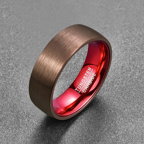Brown Surface Red Liner Ring-Rings-Arimonz-Arimonz