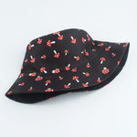 Bucket Hats - Mushroom Printed Foldable Bucket Hat Beach Sun Hats Streetwear Hat