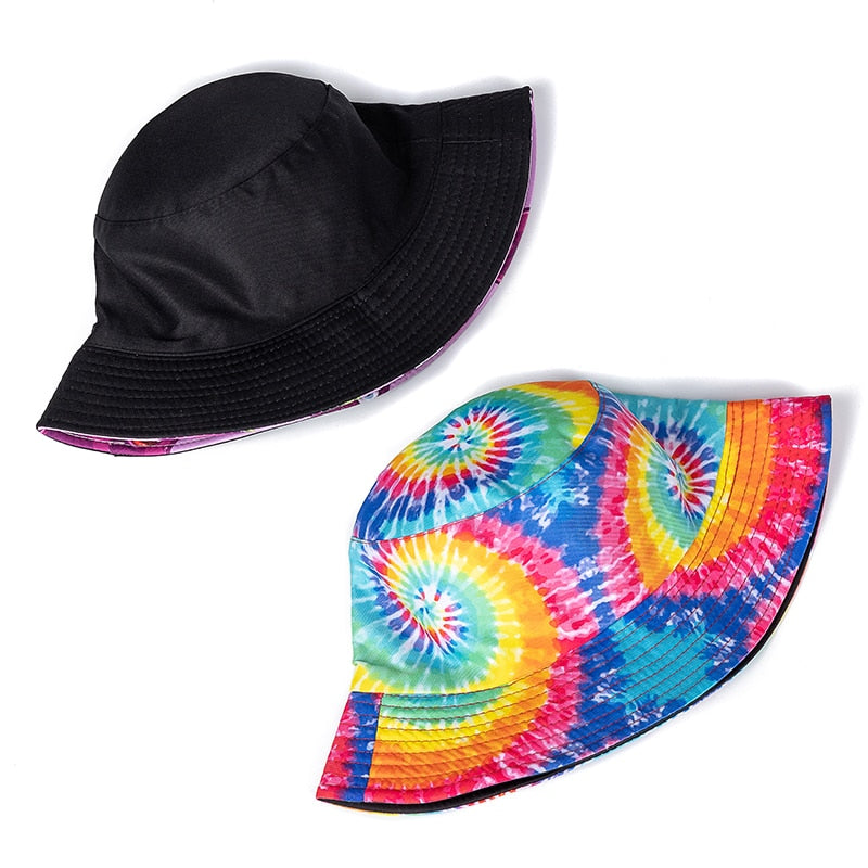 Bucket Hats Reversible Flower Geometric Printing Women Outdoor Hat-Bucket Hats-Arimonz-Arimonz