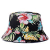 Bucket Hats Reversible Flower Geometric Printing Women Outdoor Hat-Bucket Hats-Arimonz-Black-Arimonz