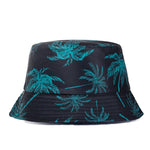 Bucket Hats Reversible Flower Geometric Printing Women Outdoor Hat-Bucket Hats-Arimonz-Black Blue-Arimonz