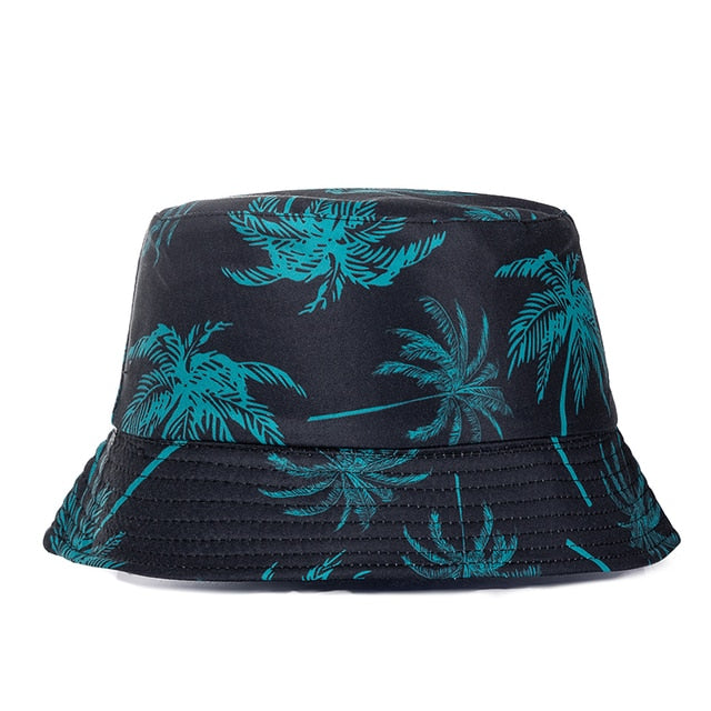 Bucket Hats Reversible Flower Geometric Printing Women Outdoor Hat-Bucket Hats-Arimonz-Black Blue-Arimonz
