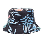 Bucket Hats Reversible Flower Geometric Printing Women Outdoor Hat-Bucket Hats-Arimonz-Black Leaves-Arimonz