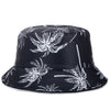 Bucket Hats Reversible Flower Geometric Printing Women Outdoor Hat-Bucket Hats-Arimonz-Black White-Arimonz