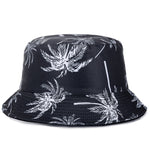 Bucket Hats Reversible Flower Geometric Printing Women Outdoor Hat-Bucket Hats-Arimonz-Black White-Arimonz