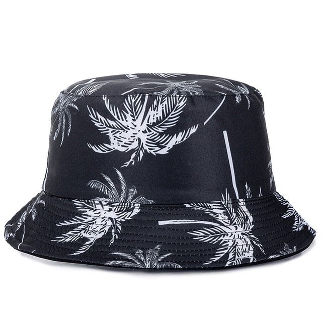 Bucket Hats Reversible Flower Geometric Printing Women Outdoor Hat-Bucket Hats-Arimonz-Black White-Arimonz