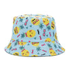 Bucket Hats Reversible Flower Geometric Printing Women Outdoor Hat-Bucket Hats-Arimonz-Blue Pineapple-Arimonz