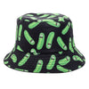 Bucket Hats Reversible Flower Geometric Printing Women Outdoor Hat-Bucket Hats-Arimonz-Caterpillar Black-Arimonz