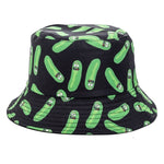 Bucket Hats Reversible Flower Geometric Printing Women Outdoor Hat-Bucket Hats-Arimonz-Caterpillar Black-Arimonz