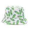 Bucket Hats Reversible Flower Geometric Printing Women Outdoor Hat-Bucket Hats-Arimonz-Caterpillar White-Arimonz