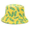 Bucket Hats Reversible Flower Geometric Printing Women Outdoor Hat-Bucket Hats-Arimonz-Caterpillar Yellow-Arimonz