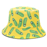 Bucket Hats Reversible Flower Geometric Printing Women Outdoor Hat-Bucket Hats-Arimonz-Caterpillar Yellow-Arimonz