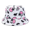 Bucket Hats Reversible Flower Geometric Printing Women Outdoor Hat-Bucket Hats-Arimonz-Cows White-Arimonz