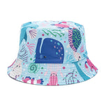 Bucket Hats Reversible Flower Geometric Printing Women Outdoor Hat-Bucket Hats-Arimonz-Green Whale-Arimonz