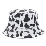 Bucket Hats Reversible Flower Geometric Printing Women Outdoor Hat-Bucket Hats-Arimonz-Milk Black-Arimonz