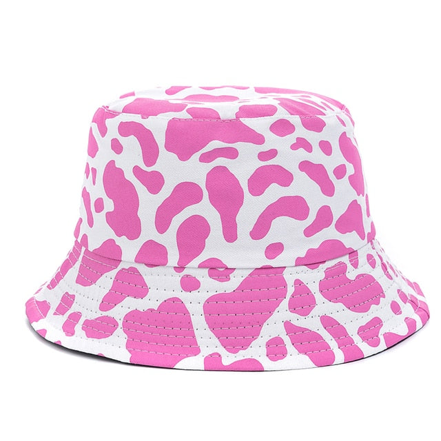 Bucket Hats Reversible Flower Geometric Printing Women Outdoor Hat-Bucket Hats-Arimonz-Milk Pink-Arimonz