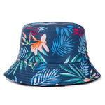 Bucket Hats Reversible Flower Geometric Printing Women Outdoor Hat-Bucket Hats-Arimonz-Navy Blue-Arimonz