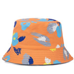 Bucket Hats Reversible Flower Geometric Printing Women Outdoor Hat-Bucket Hats-Arimonz-Orange Paint-Arimonz