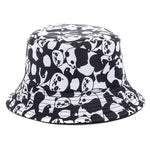 Bucket Hats Reversible Flower Geometric Printing Women Outdoor Hat-Bucket Hats-Arimonz-Panda Black-Arimonz