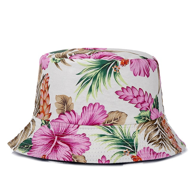 Bucket Hats Reversible Flower Geometric Printing Women Outdoor Hat-Bucket Hats-Arimonz-Pink-Arimonz