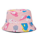 Bucket Hats Reversible Flower Geometric Printing Women Outdoor Hat-Bucket Hats-Arimonz-Pink Paint-Arimonz