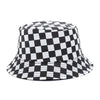 Bucket Hats Reversible Flower Geometric Printing Women Outdoor Hat-Bucket Hats-Arimonz-Plaid Black-Arimonz