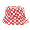 Bucket Hats Reversible Flower Geometric Printing Women Outdoor Hat-Bucket Hats-Arimonz-Plaid Red-Arimonz