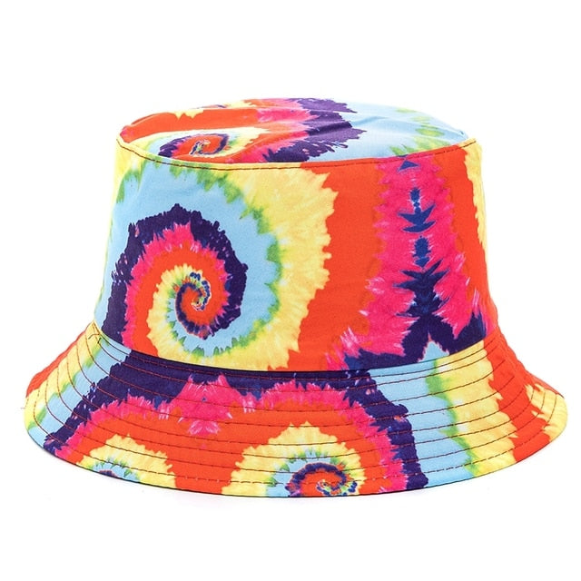 Bucket Hats Reversible Flower Geometric Printing Women Outdoor Hat-Bucket Hats-Arimonz-Rainbow-Arimonz