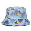 Bucket Hats Reversible Flower Geometric Printing Women Outdoor Hat-Bucket Hats-Arimonz-Sky Blue-Arimonz