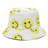 Bucket Hats Reversible Flower Geometric Printing Women Outdoor Hat-Bucket Hats-Arimonz-Smile White-Arimonz